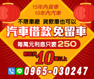 「汽機車借錢」15年內貨車 10年內汽車 不限車廠 貸款車也可以  | 汽車借款 免留車 10萬元以上輕鬆貸「全台借錢網」